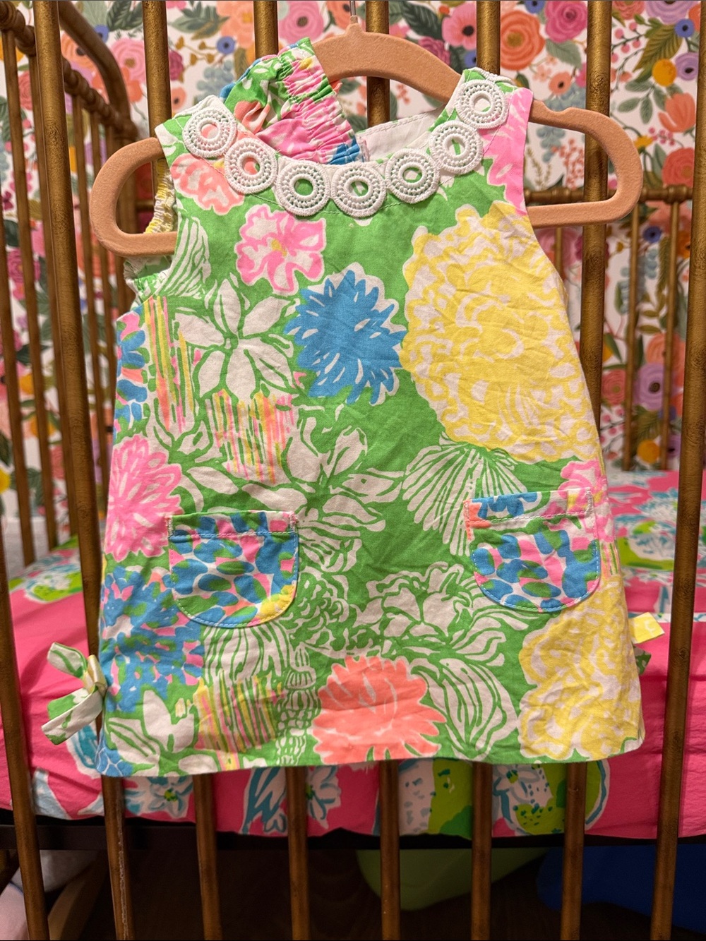 Lilly Pulitzer Sleeveless Floral A-Line Dress in Green, Pink, Blue, Yellow